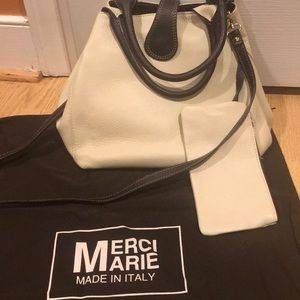 NWT CREME/chocolate leather shoulder bag